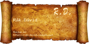 Rák Dávid névjegykártya